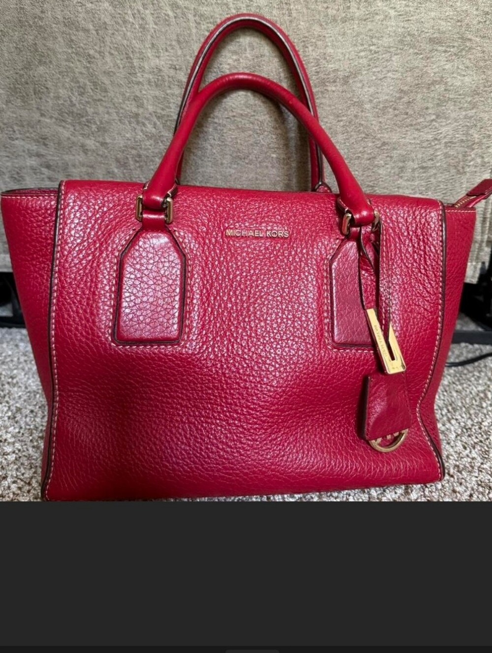 Michael Kors Selby. Red Buttery Soft Pebbled Leather Satchel with Gold Hardware